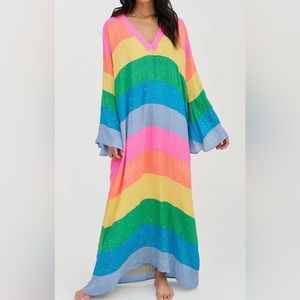 PUTUSA -SEQUIN RAINBOW KAFTAN - BRIGHTS, NEW w/tags